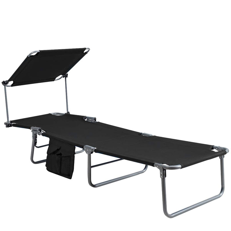 Giantex Lounge Chaise Chair Position and Shade Adjustable W/Canopy and Storage Pocket