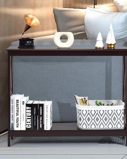 Giantex Console Table 2-Tier with Storage Shelf,X-Design Bookshelf