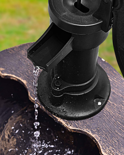 Giantex 2-Tier Rustic Barrel Waterfall Fountain with Pump