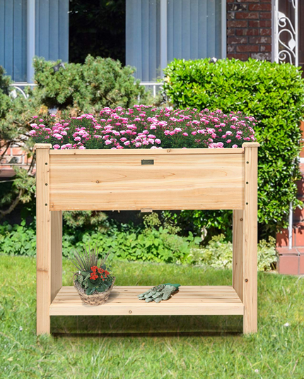 Outdoor Planter Box W/Shelf for Garden Patio Backyard