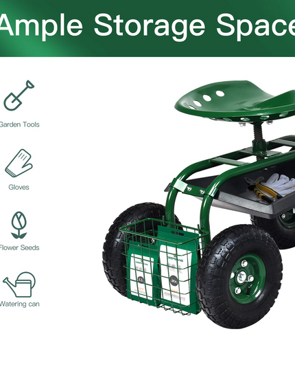 Giantex Mobile Garden Workseat, Lawn Wagon Cart