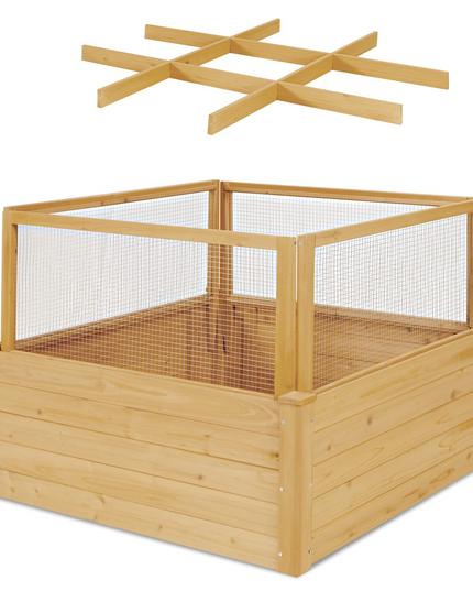 Wood Garden Bed with Critter Guard Fence (42" LX42 WX32.5 H)