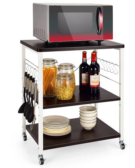 Giantex Kitchen Baker's Rack 3-Tier Microwave Cart on Wheels