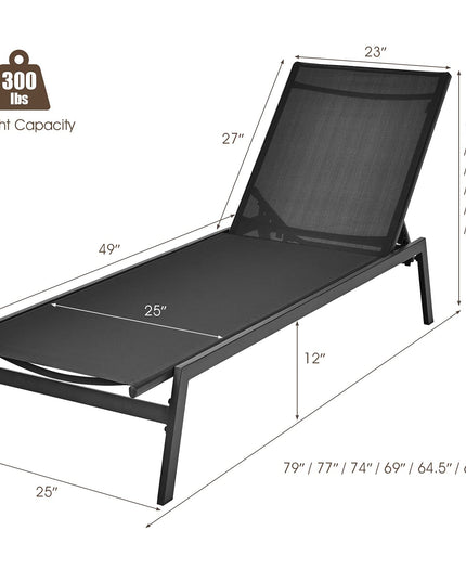 Giantex Chaise Lounge Chair Patio Chaise Lounger with 6-Postion Adjustable Backrest and Breathable Fabric