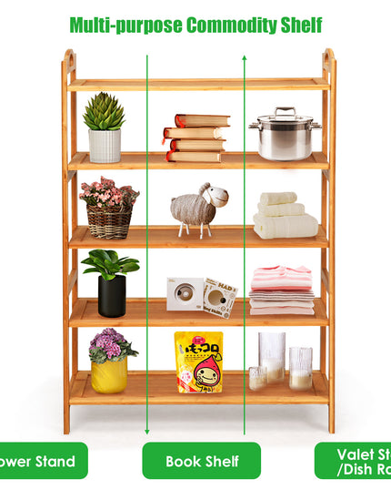 Bamboo Shoe Rack 5 Tier, Freestanding Shoe Rack - Giantexus