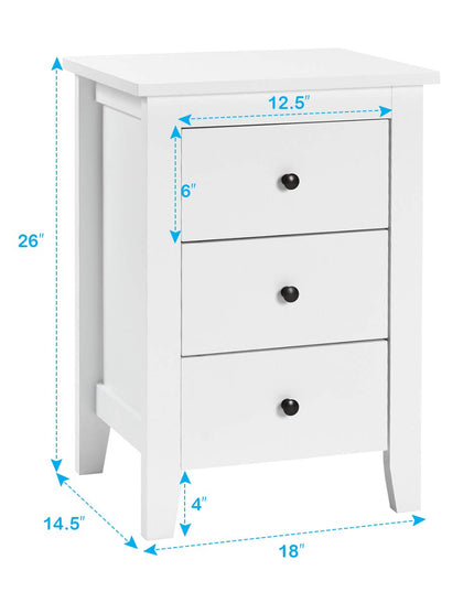 Giantex Nightstand W/ 3 Drawers Large Storage Space, Solid Structure and Stable Frame (1)