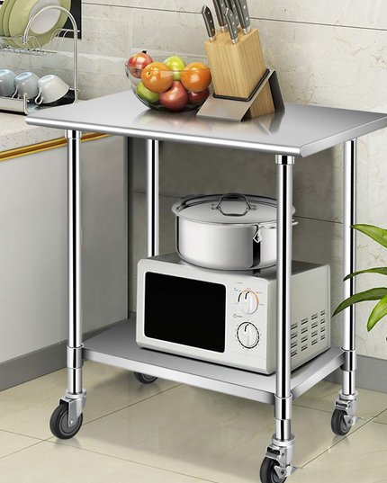 Giantex 48 x 30 Inches Stainless Steel Table w/ 4 Caster Wheels