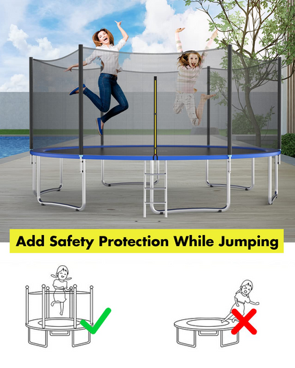 Giantex Trampoline Safety Net, 8 10 12 14 15 16Ft Weather-Resistant Replacement Enclosure Net for Round Frame
