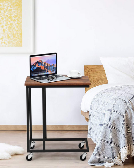 Giantex End Table Accent Sofa Side Table Wooden Rectangle Telephone Table with Rolling Casters
