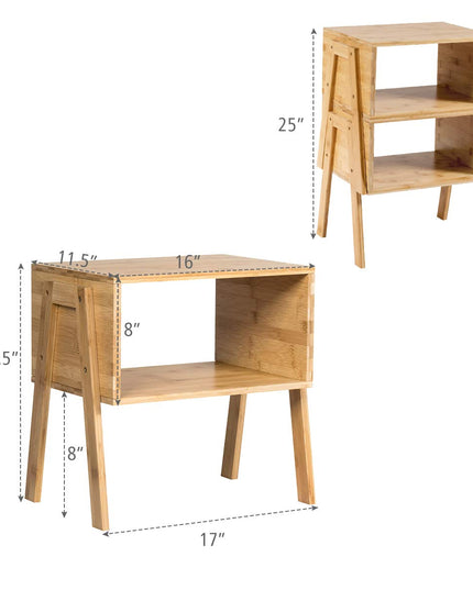 Giantex Bedroom Stackable End Table (Natural)