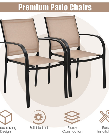 Comfortable 2 Pack Bistro Chairs for Porch Garden Backyard Poolside