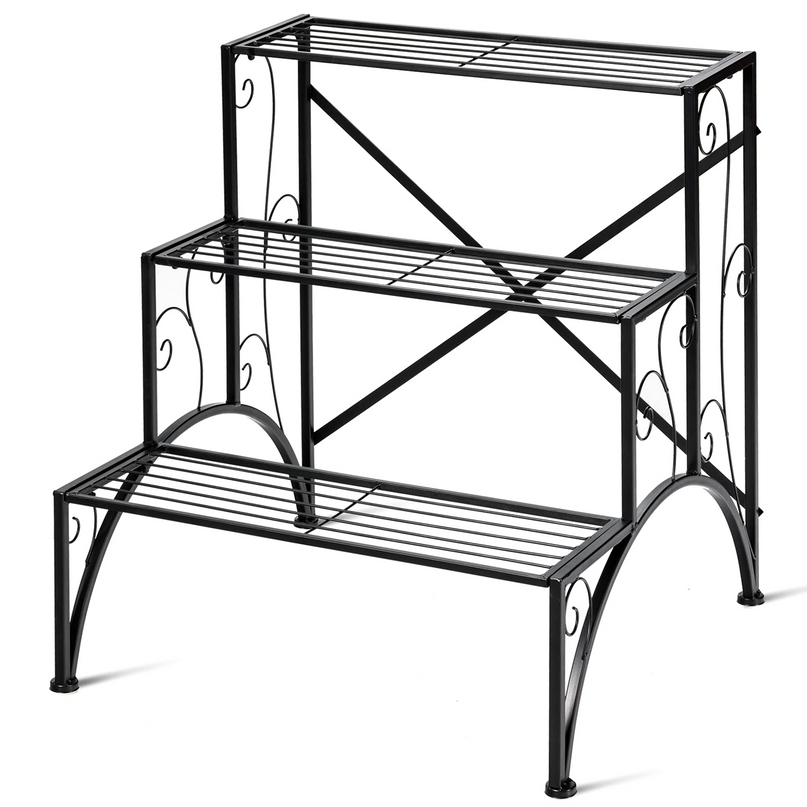 Giantex 3 Tiers Metal Plant Stand, Ladder Plant Display Rack Large Flower Pots Holder