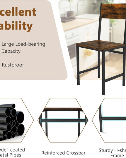 Giantex Dining Chairs Set, Industrial Kitchen Chairs with Metal Legs, Slanted Back
