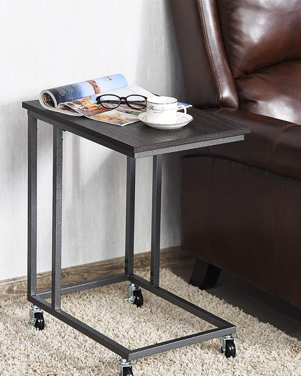 Giantex End Table Accent Sofa Side Table Wooden Rectangle Telephone Table with Rolling Casters