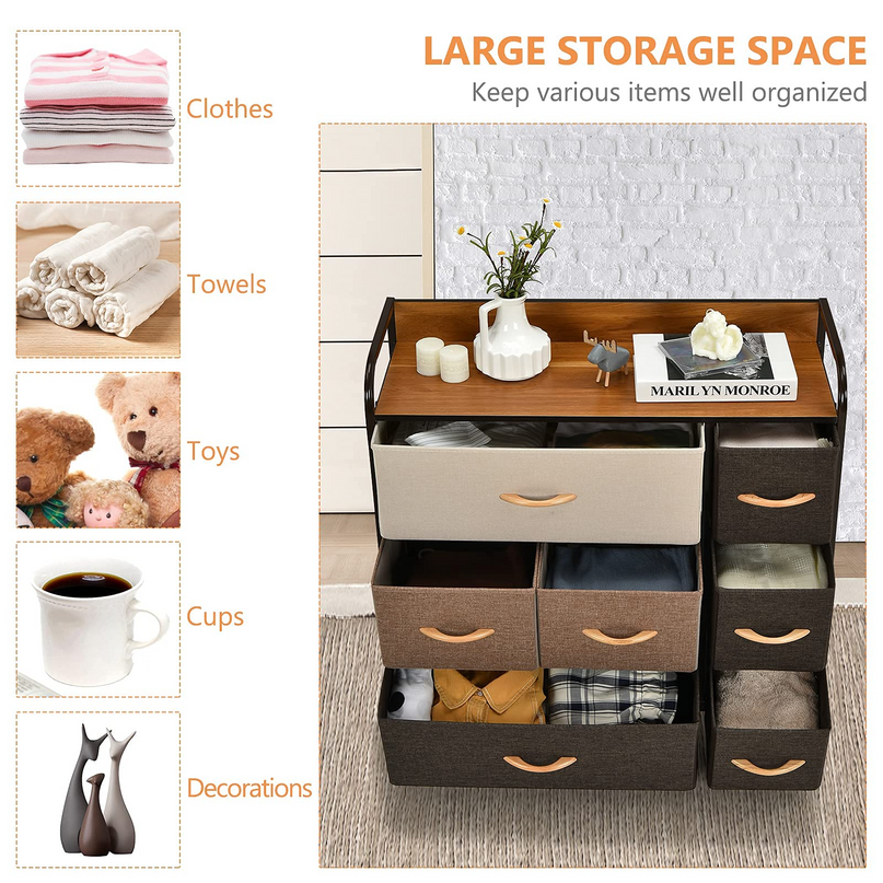 Giantex 7 Drawer Dresser Storage Tower with Fold-able Fabric Drawers