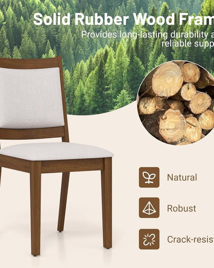 Giantex Upholstered Dining Chairs Set of 2/4, Modern Farmhouse Kitchen Chairs w/Padded Backrest & Cushioned Seat, Rubber Wood Frame