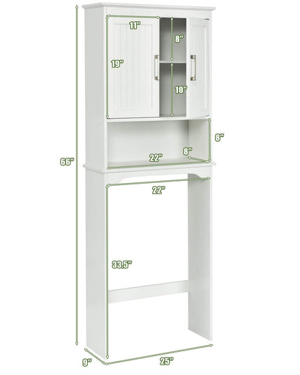 Étagère de salle de bain Gain de place au-dessus des toilettes Giantex, meuble de rangement WC autoportant avec étagère intérieure réglable