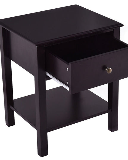 Giantex Nightstand W/Drawer and Shelf, Stable Frame Storage Cabinet