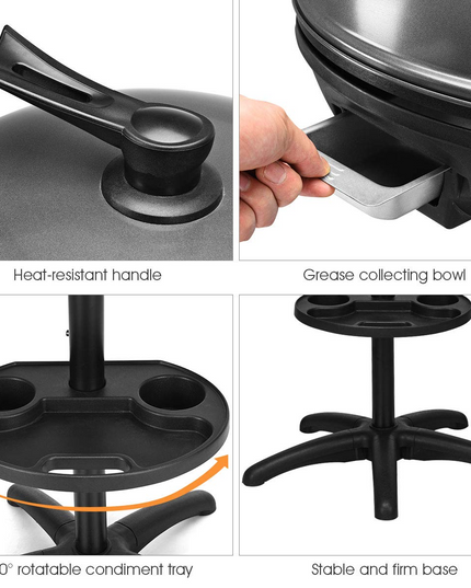 Giantex 1350W Electric BBQ Grill Non-stick w/ 4 Temperature Setting Outdoor Garden Patio Camping