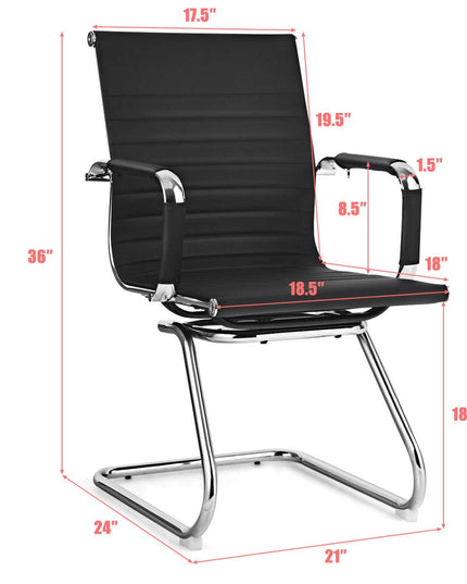 Giantex Conference Chair Set of 4 Heavy Duty PU Leather W/Protective Arm Sleeves