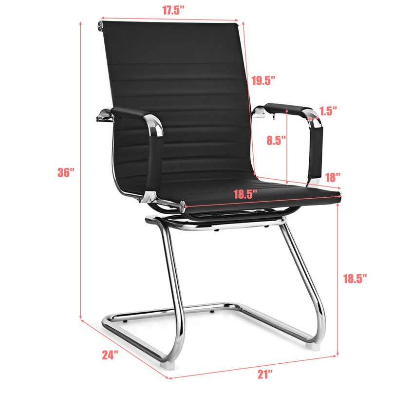 Giantex Conference Chair Set of 4 Heavy Duty PU Leather W/Protective Arm Sleeves