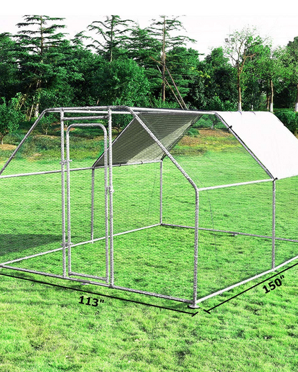 Large Metal Chicken Coop Walk-in Chicken Coops Hen Run House Shade Cage with Waterproof and Anti-Ultraviolet Cover for Outdoor Backyard