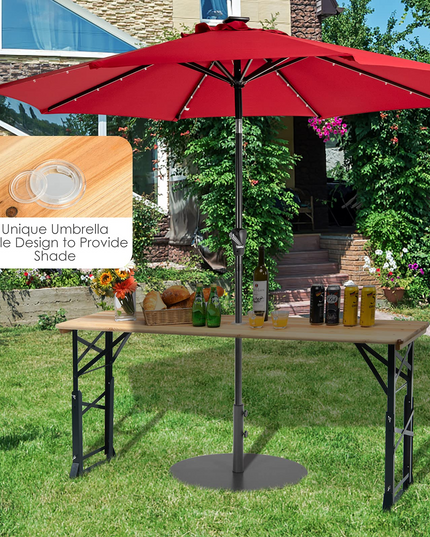 Giantex Folding Picnic Table, Wood Outdoor Table with Umbrella Hole