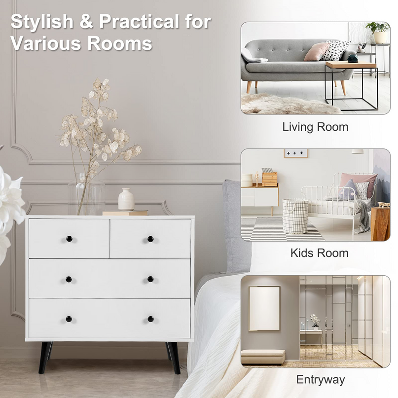 Giantex 4 Drawer Chest Dresser w/Spacious Drawers & Metal Handles