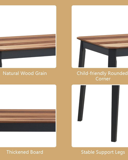 Wood Dining Table, Rectangular Kitchen Table (Walnut & Black) - Giantexus