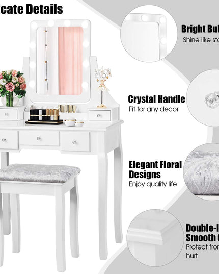 CHARMAID | LED Vanity Set with 10 Dimming Light Bulbs - Giantexus