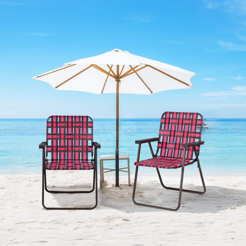 Giantex Folding Lawn Chairs Set of 6 Outdoor Portable Beach Chair W/Stable Steel Frame