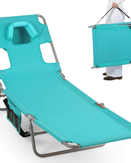 Giantex Folding Tanning Chair with Face Hole& 5-Position Adjustable Backrest (1/2)