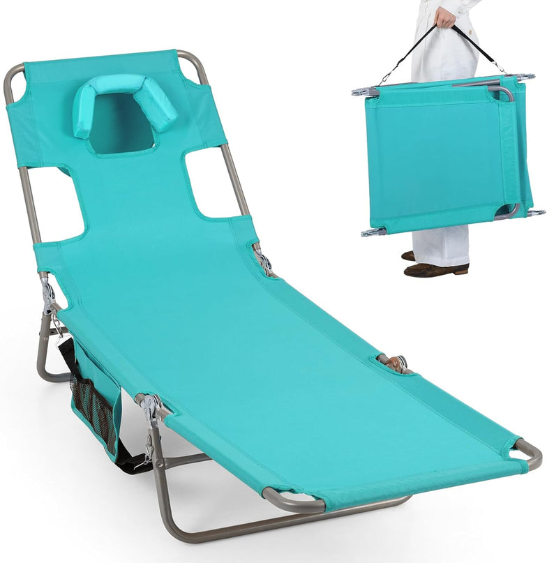 Giantex Folding Tanning Chair with Face Hole& 5-Position Adjustable Backrest (1/2)