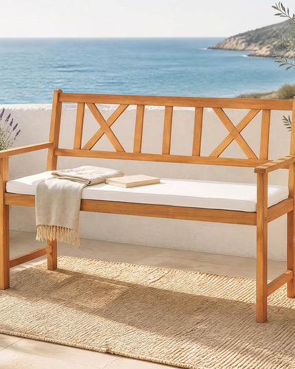 GIANTEX 2-Person Outdoor Acacia Wood Loveseat Bench