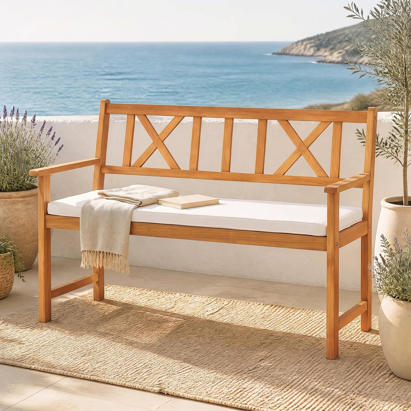 GIANTEX 2-Person Outdoor Acacia Wood Loveseat Bench