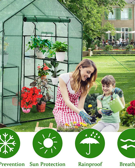 Walk-in Greenhouse, Gardening Plant Tent with Roll-Up Zippered Front Door