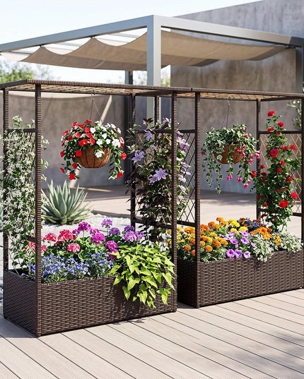 Giantex Raised Garden Bed with Trellis & Hanging Roof