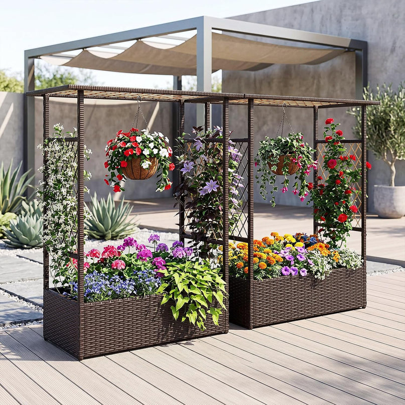 Giantex Raised Garden Bed with Trellis & Hanging Roof