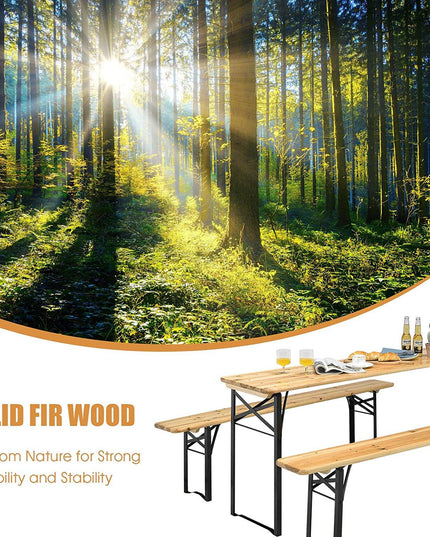 70" 3-Piece Portable Folding Picnic Beer Table