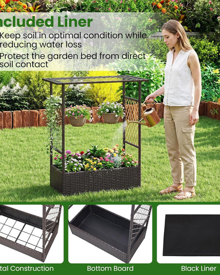 Giantex Raised Garden Bed with Trellis & Hanging Roof