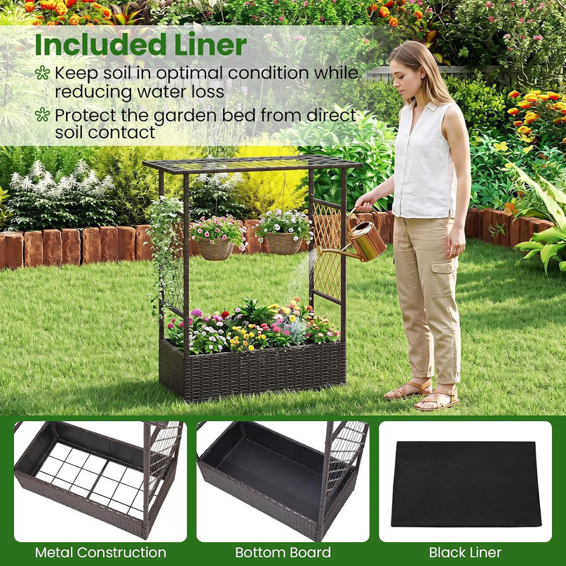 Giantex Raised Garden Bed with Trellis & Hanging Roof