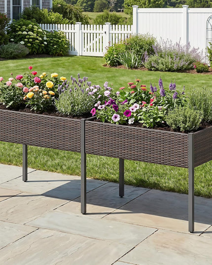 Giantex Raised Garden Bed with Legs, 6 x 2 FT Large Dual Elevated Planter Box with Removable Liner