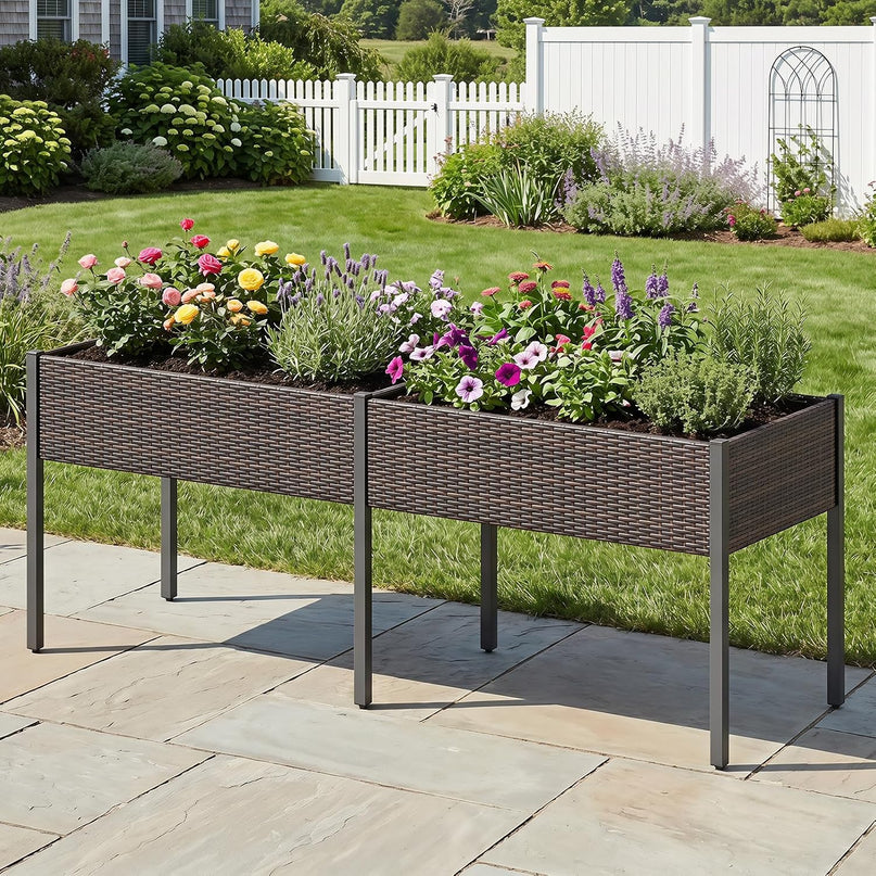 Giantex Raised Garden Bed with Legs, 6 x 2 FT Large Dual Elevated Planter Box with Removable Liner