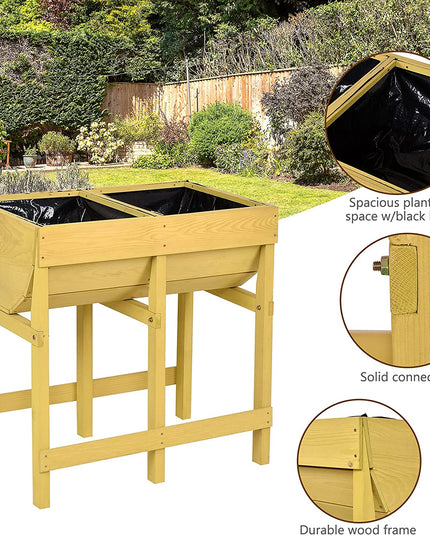 Raised Wooden Flower Planter (28" X 18" X 28.5")