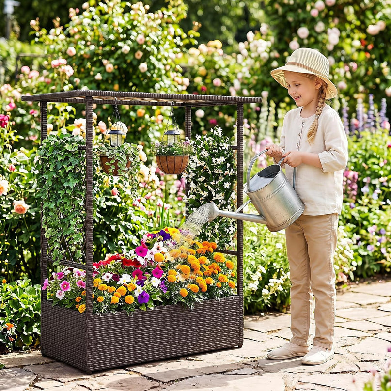 Giantex Raised Garden Bed with Trellis & Hanging Roof