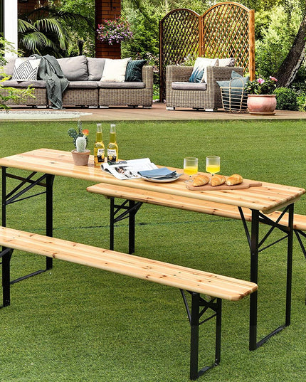 70" 3-Piece Portable Folding Picnic Beer Table