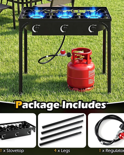 Giantex 3 Burner Propane Burner, 240,000 BTU High Pressure Gas Stove