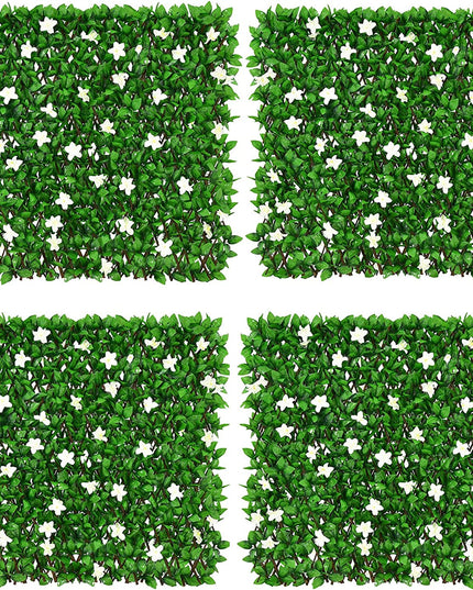Expandable Fence with Leaves, 6.5ft Privacy Screen Decorative Fake Ivy Fencing Panel