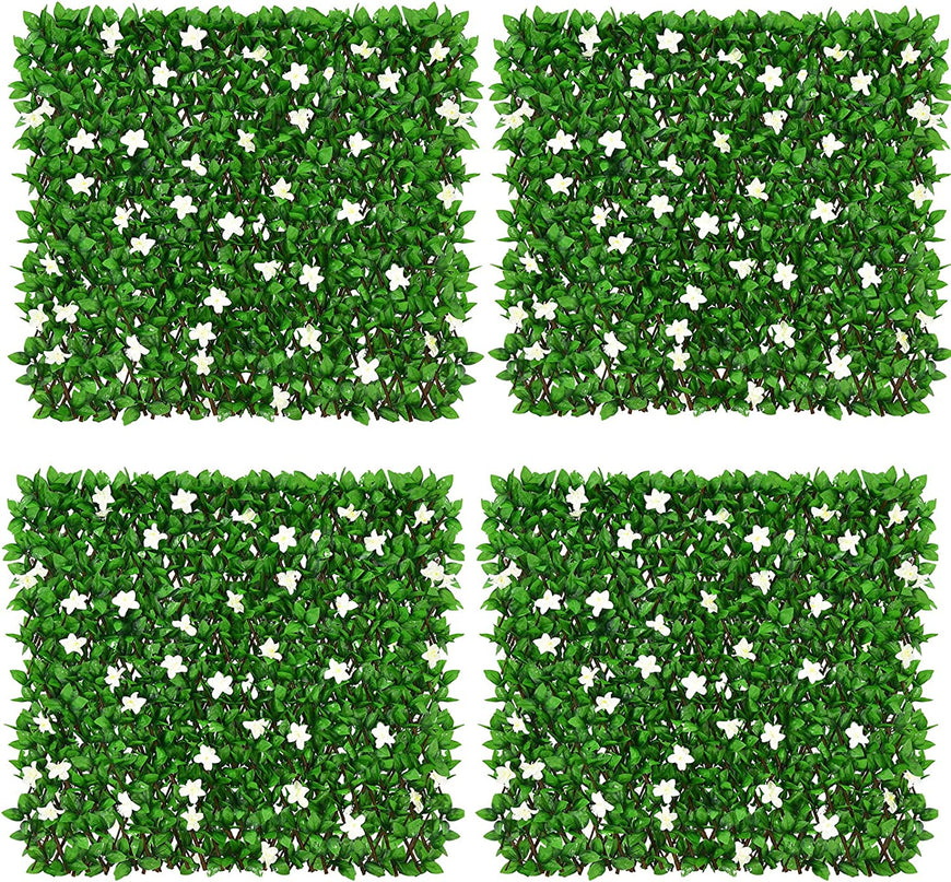 Expandable Fence with Leaves, 6.5ft Privacy Screen Decorative Fake Ivy Fencing Panel