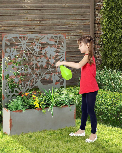 Giantex Raised Garden Bed with Trellises, Freestanding Retro Planter Boxes Set of 2